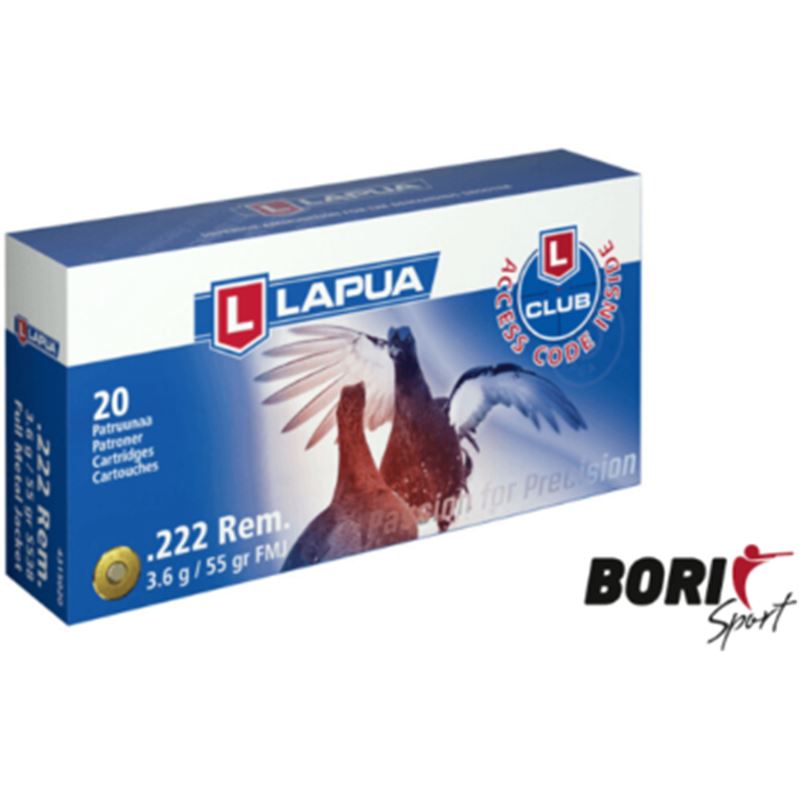 Munición LAPUA cal. 222 Rem FMJ 55gr