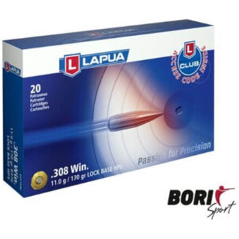 Munición LAPUA cal. 308 Win LOCK BASE 170 gr